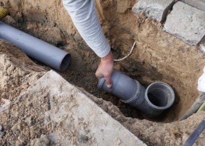 laying and installing a sewer pipe